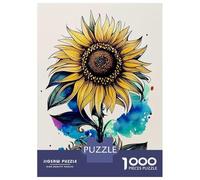 1000-piece Puzzle for Teenagers Watercolor Sunflower Art Jigsaws for Adults Hands-on Game Precision Cutting Great Gift for Gaming 52x38cm/1000pcs