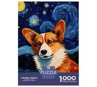 1000 Piece Puzzle For Teenagers Welsh Corgi Starry Night Jigsaw Puzzle Toy Wall Decor Perfect Decoration Unique Gifts for Birthday And Christmas 70x50cm/1000pcs