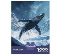 1000-piece Puzzle for Teenagers Whale Leaping Over Mountains Puzzles for Adults Fun Games Perfect Decoration Birthday Present, Gifts, 52x38cm/1000pcs