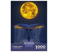 1000 Piece Puzzle For Teenagers Whale Tail Under Full Moon Puzzle for Adults Relaxing Games Pattern Assembly Birthday And Unique Gifts 70x50cm/1000pcs
