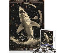 1000 Piece Puzzle For Teenagers White Shark Tarot Card DIY Toys Birthday Gift Educational Games with Fully Interlocking Randomly Shaped Pieces (Size 38x26cm)