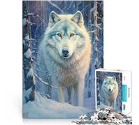 1000-piece puzzle for teenagers White wolf Made of cardboard for age 14+ Toy Intellectual Game deal as gifts for the whole family 。size：38x52cm/14.96x20.47inch