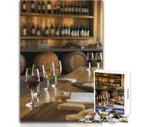 1000 Piece Puzzle For Teenagers Wine Tasting with Cheese Unique Challenge Game But Fun And Humorous Art Work Gift Size 38x26cm