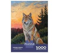 1000-piece Puzzle for Teenagers Wolf at Sunset Puzzles for Adults Hands-on Game Enhance Memory Birthday Present, Gifts, 70x50cm/1000pcs