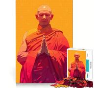 1000 Piece Puzzle For Teenagers Zen Buddhist Monk Minimalist Art Illustration Exact Fit Game Mind Challenge Toy Calm Fun Time Xmas Scene Art (50x75cm)