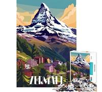 1000-piece Puzzle for Teenagers Zermatt Mountain Village Help The Brain Exercise Presents for Women Family Games for 14+ Puzzle Game Offered (50x75cm)