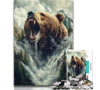 1000 Piece Puzzle Forest Brown Bear Landscape Jigsaw Puzzle 1000 Pieces for Teenagers,Educational Games Home Decoration Artists Collection, Fine Art 50x75cm