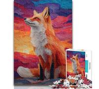 1000 Piece Puzzle Fox Sunset Puzzles for Teenagers 1000 Pieces,Toys Educational Games Stress Relieving Wishlist with Santa Claus 26x38cm