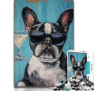 1000 Piece Puzzle French Bulldog Drinking Jigsaw Puzzles for Adults 1000 Piece,Train Your Brain And Hands Gifts for Friends And Family (50x75cm)