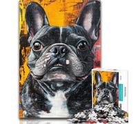 1000 Piece Puzzle French Bulldog Oil Painting Jigsaw Puzzles for Adults 1000 Piece,Educational Game for Birthday, Chrismas for And 14 Years Old 50x75cm