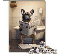 1000 Piece Puzzle French Bulldog Reading Newspaper Impossible Jigsaw Puzzles for Adults Brain Teaser Game, Interactive Family Game, Suitable for Ages 14+ size 50x75cm