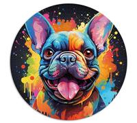 1000 piece puzzle, French Bulldog, round puzzles, for adults and children ages 12 and up. Cardboard puzzle, great gift for adults. Size: 67.5 x 67.5 cm