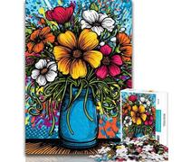 1000 Piece Puzzle Funky Pop Art Bouquet 1000 Piece Jigsaw Puzzles for Adults & Teens,Challenging Game And Family Play Secret Santa Gifts 50x75cm
