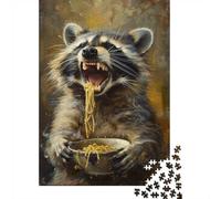 1000 Piece Puzzle, Funny Raccoon Eating Food, 52x38cm/1000pcs