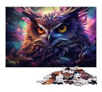 1000 Piece Puzzle Futuristic Colorful Psychedelic Owl Jigsaw for Adults Paper Jigsaw Great Gifts for Christmas 1000 PCS(38x26cm)