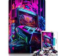 1000 Piece Puzzle Gaming Neon 1000 Pieces Jigsaw Puzzles For Teens And Adults,with Matching Poster And Trivia Sheet for Age 14 Years Up (50x75cm)