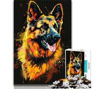 1000 Piece Puzzle German Shepherd DJ Neon 1000 Piece Jigsaw Puzzles for Adults Gifts,Educational Game Challenge Toy for Women And Men 50x75cm