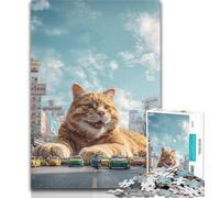 1000 Piece Puzzle Giant Orange Cat Puzzles for Adults Teens 1000 Pieces,Toys Educational Games Stress Relieving Enhance Love between Couples 50x75cm