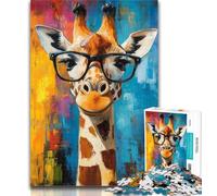 1000 Piece Puzzle Giraffe Wearing Glasses 1000 Pieces Jigsaw Puzzles for Adults And Teens,Challenging Game Toys for Is Ideal As A Gift for The Whole Family 26x38cm