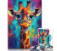 1000 Piece Puzzle Giraffe Wearing Glasses 1000 Pieces Jigsaw Puzzles for Adults And Teens,Challenging Game Toys for Is Ideal As A Gift for The Whole Family 50x75cm