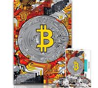 1000 Piece Puzzle Golden Bitcoin 1000 Pieces Jigsaw Puzzles for Adults And Teens,Challenging Game Toys for Is Ideal As A Gift for The Whole Family 26x38cm