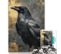 1000 Piece Puzzle Golden Crow Jigsaws Puzzles 1000 Pieces for Teenagers Gifts,Challenging Difficult with Fully Interlocking Randomly Shaped Pieces 26x38cm