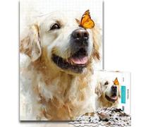 1000 Piece Puzzle Golden Retriever And Butterfly Jigsaw Puzzles for Adults 1000 Pieces,Relax Games Is Ideal As A Gift for The Whole Family 50x75cm