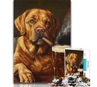 1000 Piece Puzzle Golden Retriever Smoking Jigsaw Puzzles for Adults 1000 Pieces,Relax Games Is Ideal As A Gift for The Whole Family 26x38cm