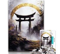 1000 Piece Puzzle Golden Torii Gate Puzzles for Teenagers 1000 Pieces,Toys Educational Games Stress Relieving Wishlist with Santa Claus 26x38cm