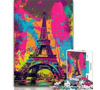 1000 Piece Puzzle Graffiti Art Eiffel Tower 1000 Piece Jigsaw Puzzles for Adults Gifts,Educational Toys & Games for Adults And Teenagers 50x75cm
