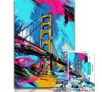 1000 Piece Puzzle Graffiti Art Golden Gate Bridge Jigsaws Puzzles 1000 Pieces for Adults Gifts,Learning Educational Toy for Is Ideal As A Gift for The Whole Family (50x75cm)