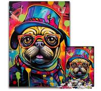 1000 Piece Puzzle Graffiti Painting Pug Difficult Puzzles for Adults for Teenagers, Family Game Night, Brain-Challenging Gift Idea 26X38CM/10.23x14.96inch