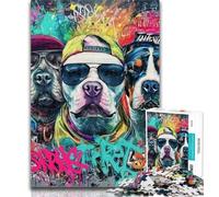 1000 Piece Puzzle Graffiti Pug Jigsaw Puzzle 1000 Pieces for Teenagers,Educational Game Challenge Toy for Women And Men 50x75cm