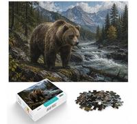 1000 Piece Puzzle, Grizzly Bear in Rainy Forest, 1000pcs (40x28cm)