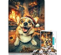 1000 Piece Puzzle Happy Corgi Jigsaw Puzzles 1000 Pieces for Adults Teens,Toys Educational Games Stress Relieving Enhance Love between Couples 50x75cm