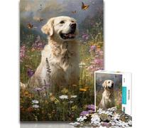 1000 Piece Puzzle Happy Golden Retriever Jigsaws Puzzles 1000 Pieces for Adults Gifts,Stress Reliever Difficult Challenge Enhance Love between Couples 26x38cm