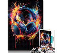 1000 Piece Puzzle Headphones Colorful Splash Art 1000 Pieces Jigsaw Puzzles for Adults And Teens,Family Entertainment Toys Is Ideal As A Gift for The Whole Family 26x38cm
