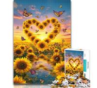 1000 Piece Puzzle Heart-shaped Sunflower Jigsaw Puzzles 1000 Pieces for Adults Teens,Learning Educational Toy for Is Ideal As A Gift for The Whole Family 50x75cm