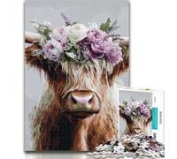 1000 Piece Puzzle Highland Cow 1000 Pieces Jigsaw Puzzles for Adults And Teens,Challenging Game And Family Play Secret Santa Gifts 50x75cm