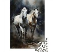 1000 Piece Puzzle, Horses Watercolor Art, 52x38cm/1000pcs