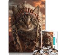 1000 Piece Puzzle Indian Cat Jigsaw Puzzles for Adults 1000 Pieces,Relax Games Is Ideal As A Gift for The Whole Family 26x38cm