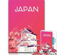 1000 Piece Puzzle Japan Travel Art Pink Adult Jigsaw Puzzles 1000 Pieces,Challenging Difficult with Fully Interlocking Randomly Shaped Pieces 75x50cm