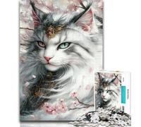 1000 Piece Puzzle Japanese Ninja Cat 1000 Piece Jigsaw Puzzle for Adults And Teenagers,for Educational Game Challenge Toy Artists Collection, Fine Art 26x38cm