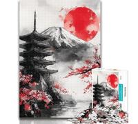 1000 Piece Puzzle Japanese Temple Cherry Blossoms Jigsaw Puzzle 1000 Pieces for Teenagers,with Matching Poster And Trivia Sheet for Age 14 50x75cm