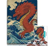 1000 Piece Puzzle Japanese Wave Dragon Jigsaws Puzzles 1000 Pieces for Adults Gifts,Learning Educational Toy for Is Ideal As A Gift for The Whole Family (26x38cm)