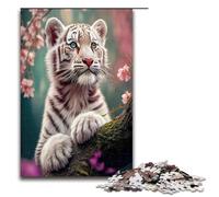 1000 Piece Puzzle Japanese White Tigers Jigsaw for Adults Wooden Jigsaw Challenging Game 1000 PCS(75x50cm)