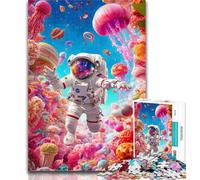1000 Piece Puzzle Jellyfish Astronaut 1000 Piece Jigsaw Puzzles for Adults & Teens,Challenging Game And Family Play Secret Santa Gifts 50x75cm