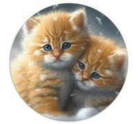 1000 Piece Puzzle Kitten in The Snow 1000 Pieces Round Puzzles for Adults for Home Decor, Brain Training 67.5x67.5cm