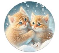 1000 Piece Puzzle Kitten in The Snow Round Cardboard Puzzles Develops Hand-Eye Coordination Skills, Perfect for Birthday Gifts 1000pcs (67.5x67.5cm)