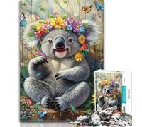 1000 Piece Puzzle Koala with Flowers Jigsaw Puzzles for Adults 1000 Piece,Train Your Brain And Hands Gifts for Friends And Family 50x75cm